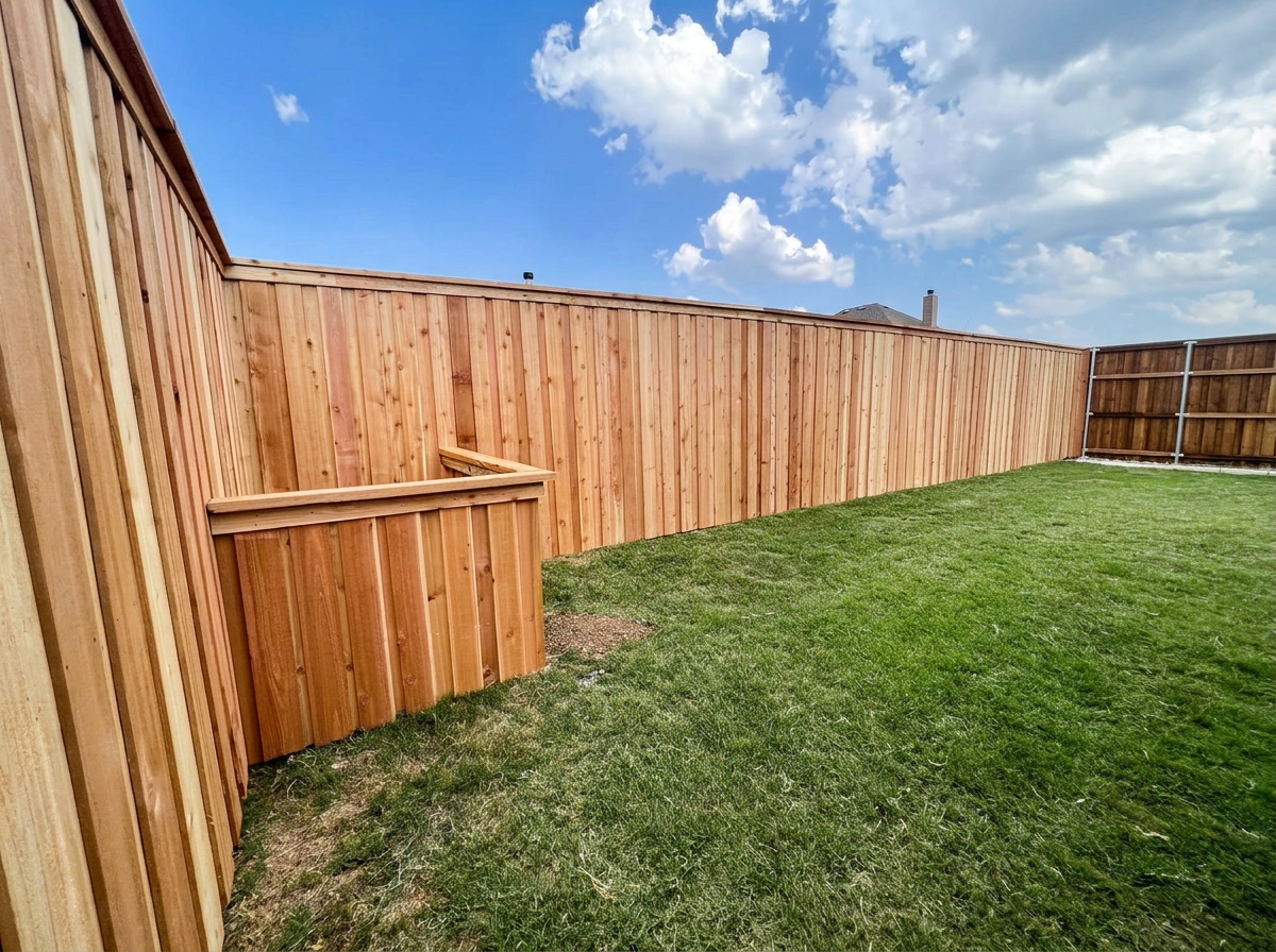 Custom-built cedar privacy fence installed in Fort Worth, TX