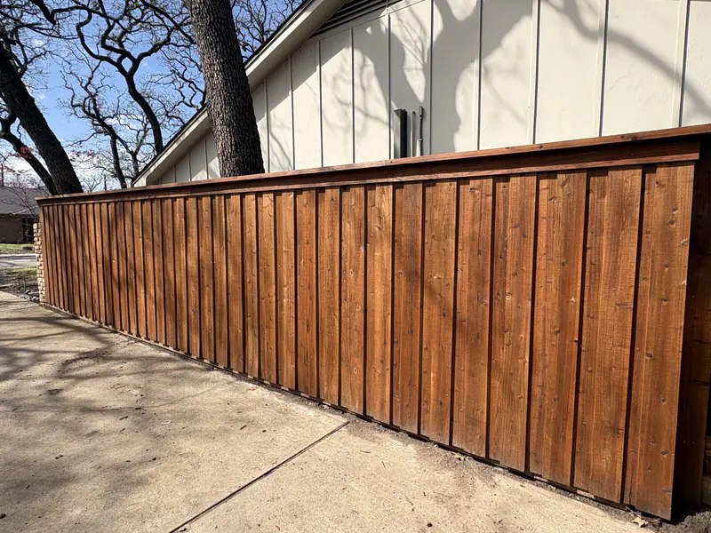 Stained and sealed cedar fence on a Fort Worth, TX property